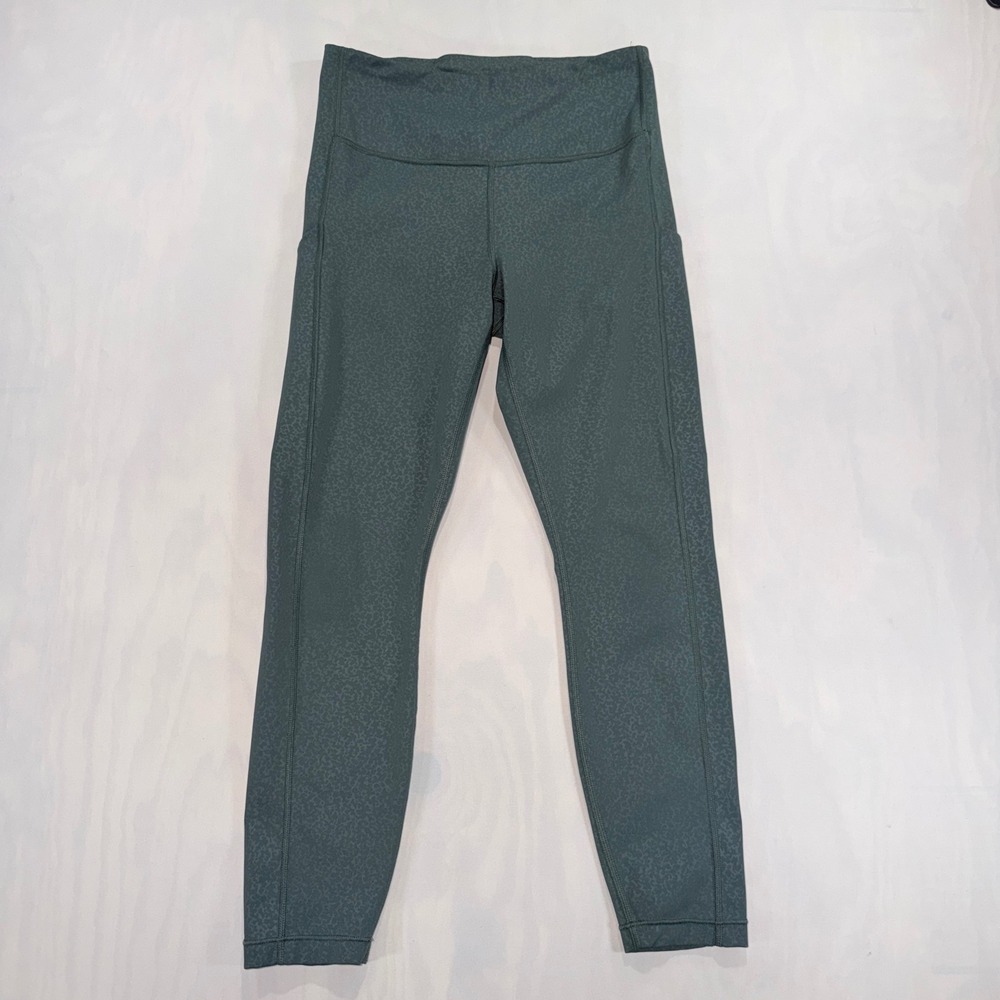 Athleta Ultimate Stash Pocket Embossed 7/8 Tight Womens S Teal Green Leggings
